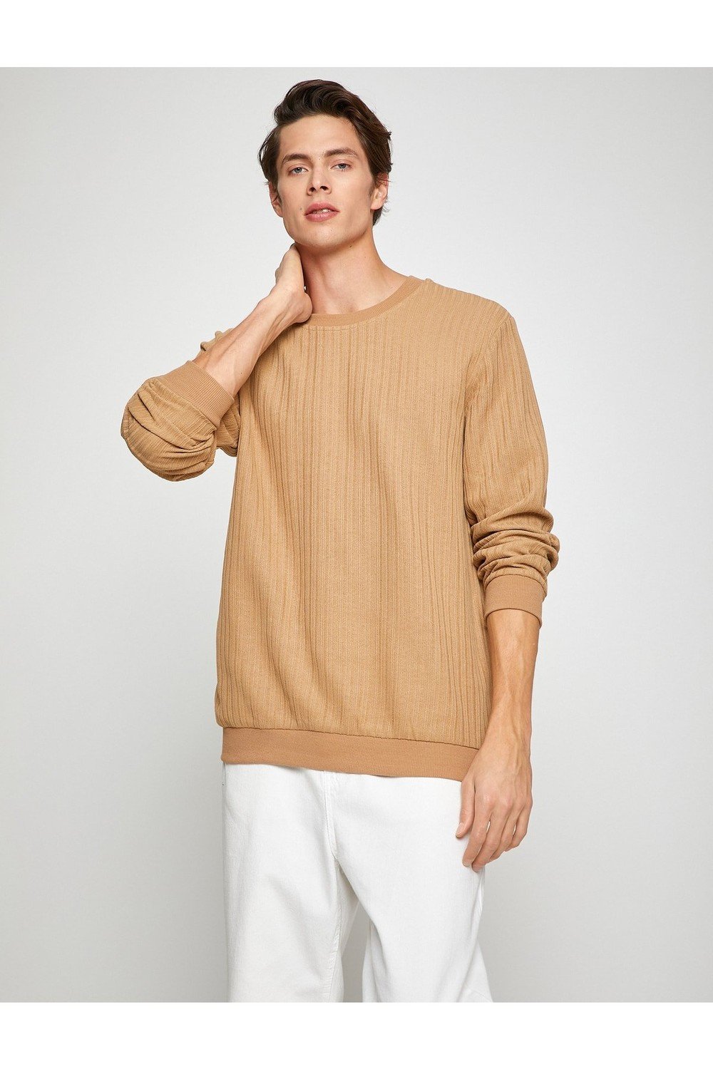 Koton Basic Textured Sweater Crew Neck