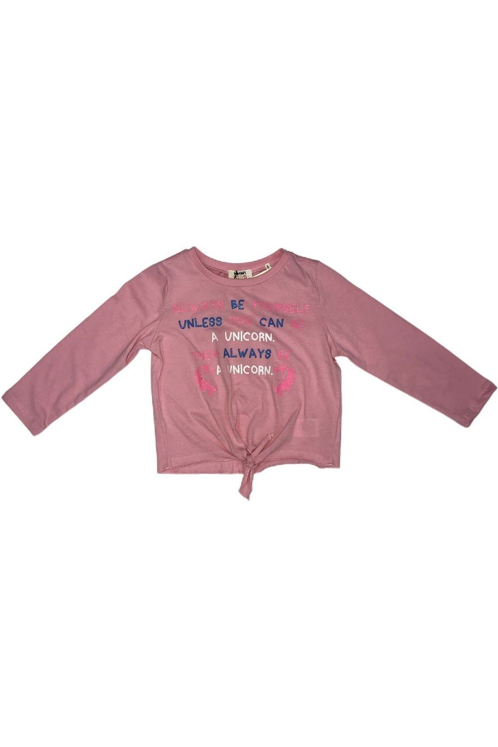 Koton Girls' Pink Slogan Printed Snap-On T-shirt 1kg17705ok