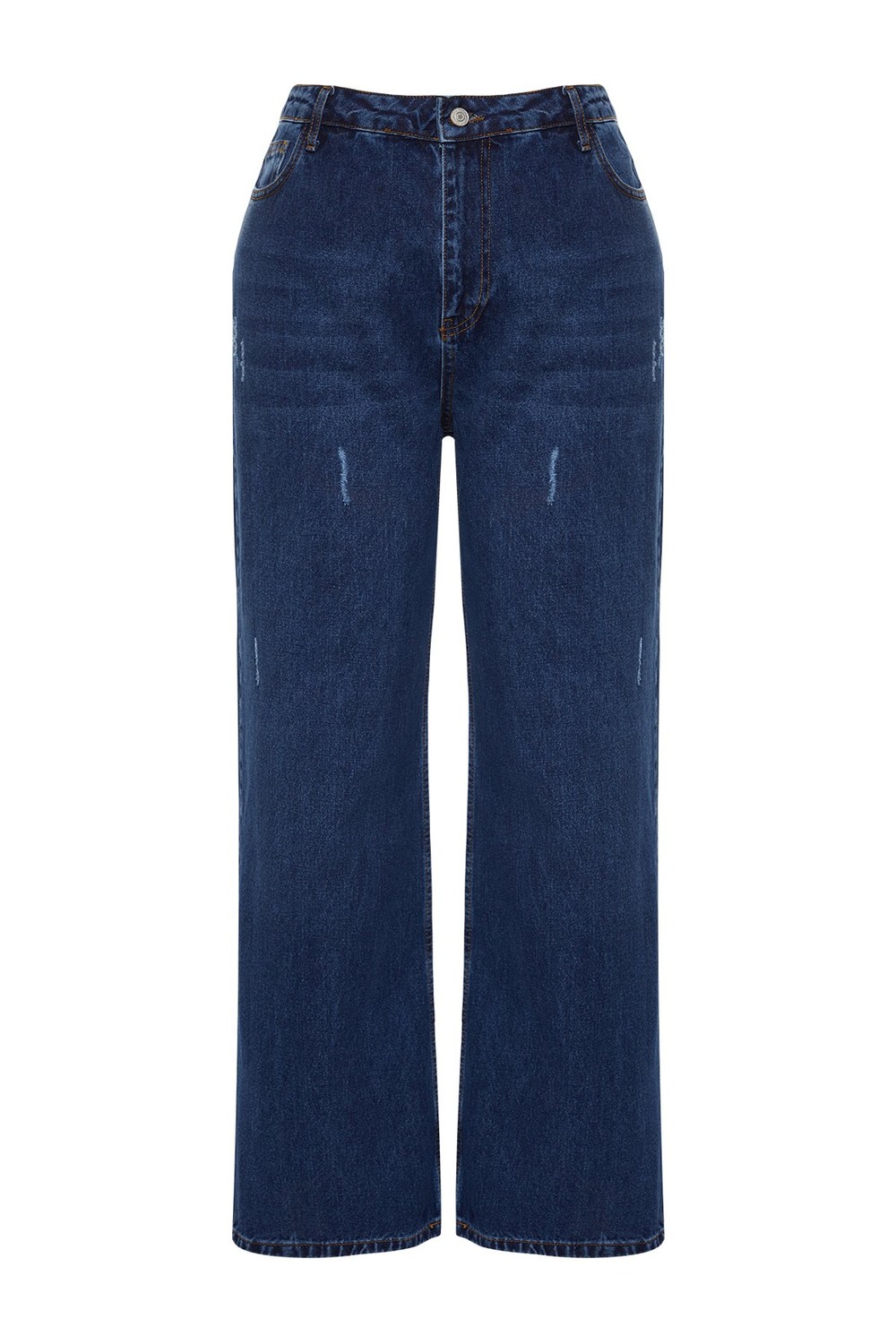 Trendyol Curve Dark Blue High Waist Wide Cut Jeans