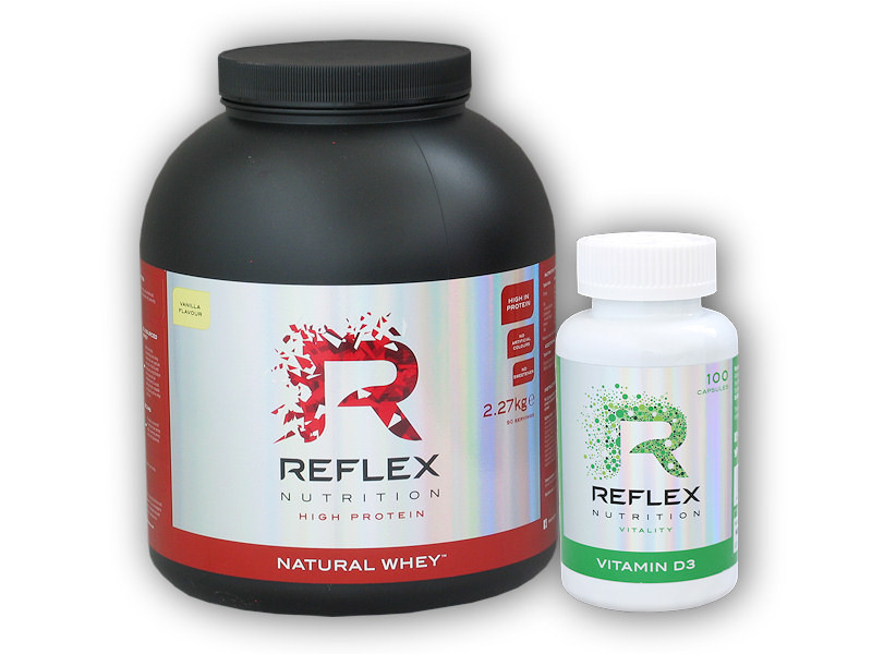 PROTEIN Reflex Nutrition Natural Whey 2270g + Vitamin D3 100 cps Varianta: čokoláda