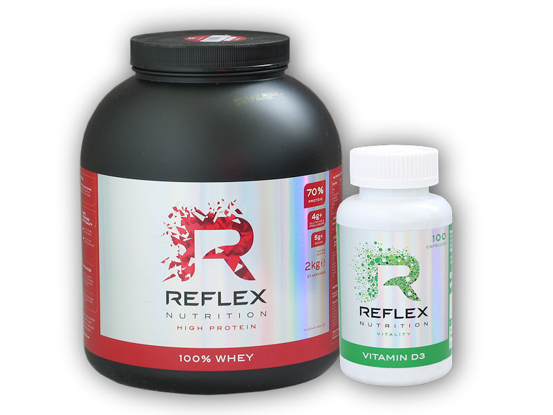 PROTEIN Reflex Nutrition 100% Whey Protein 2000g + Vitamin D3 100 cps Varianta: vanilka