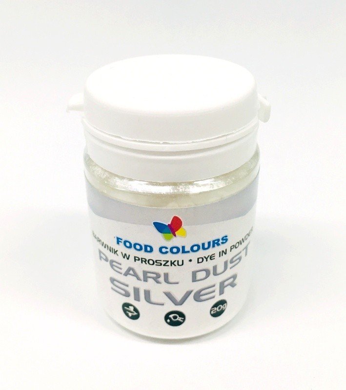 Food Colours Jedlá prachová perleťová barva do airbrushe - Silver 20g