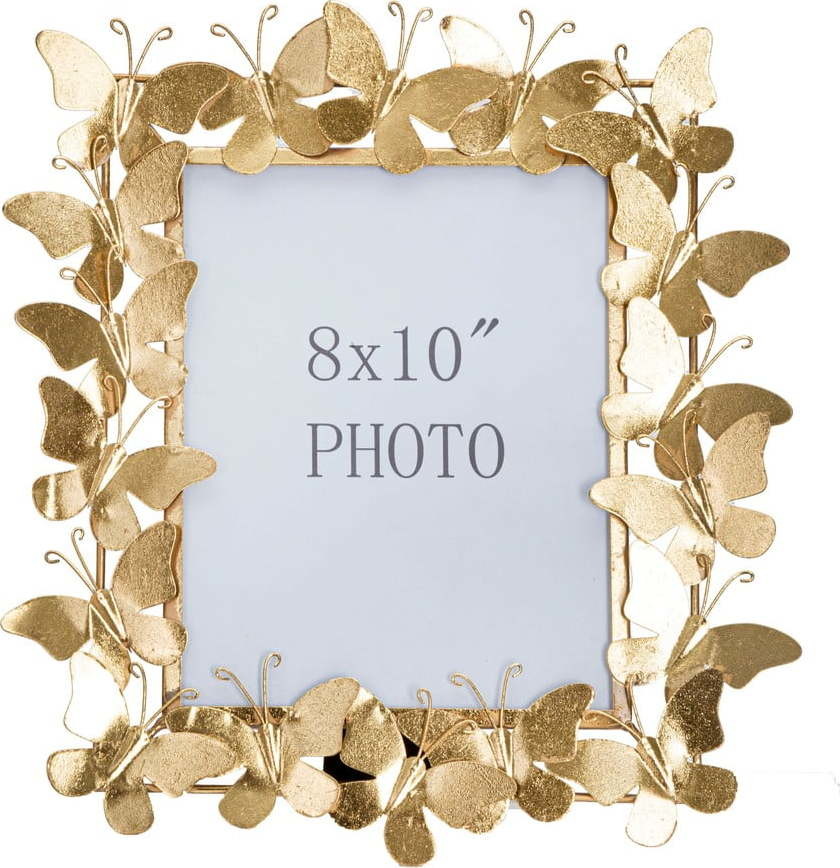 Kovový stojací rámeček ve zlaté barvě 35x38 cm Butterfly – Mauro Ferretti
