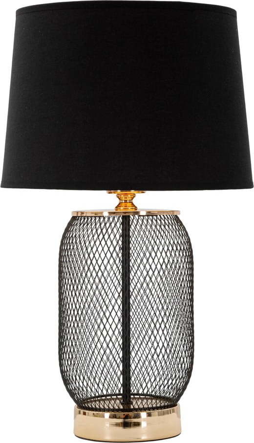 Stolní lampa s textilním stínidlem v černo-zlaté barvě (výška 47 cm) Chaine – Mauro Ferretti
