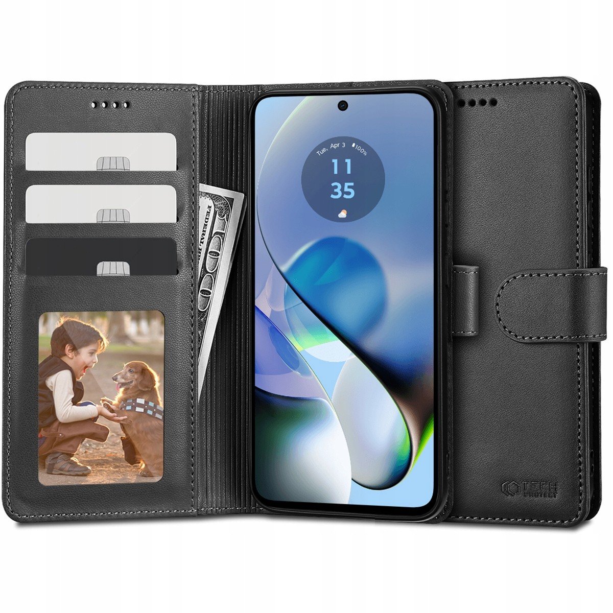 Flipové pouzdro Tech-Protect Wallet pro Motorola Moto G54 5G černé Portfel