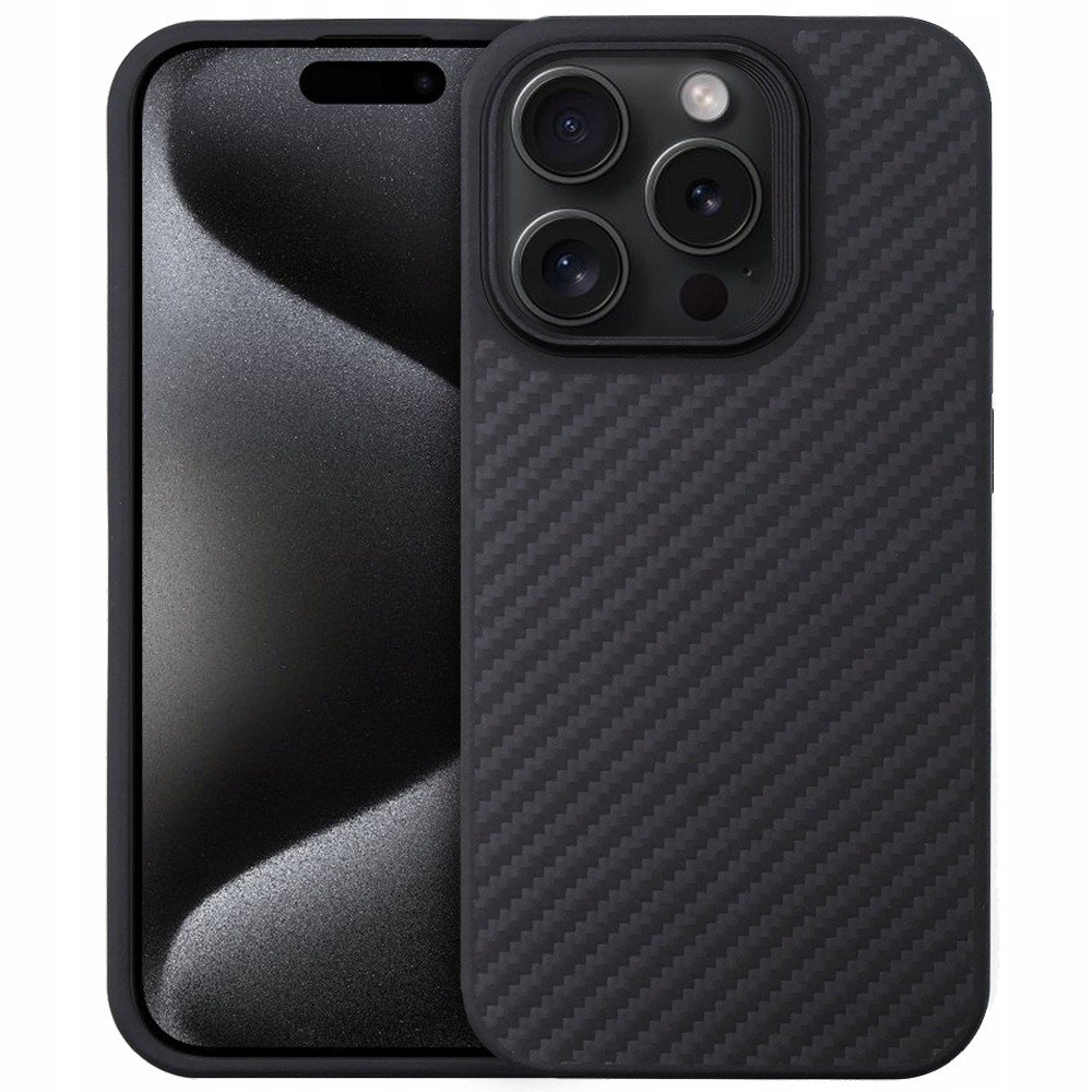 Pouzdro Erbord Carbon Kevlar Case pro iPhone 15 Pro Magnetické Aramid Fiber