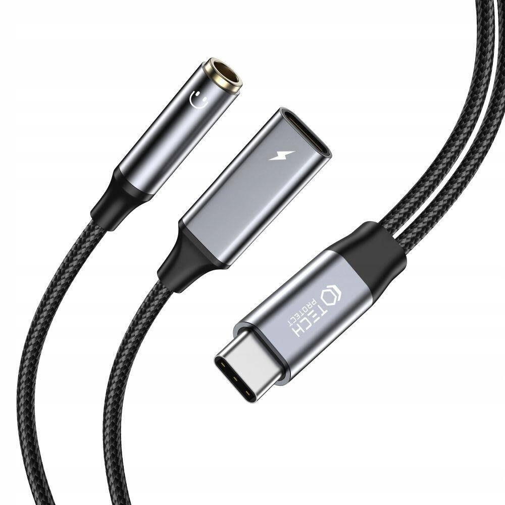 Kabel Adaptér Usb-c Usb-c mini jack 3,5mm Tech-Protect UltraBoost černý