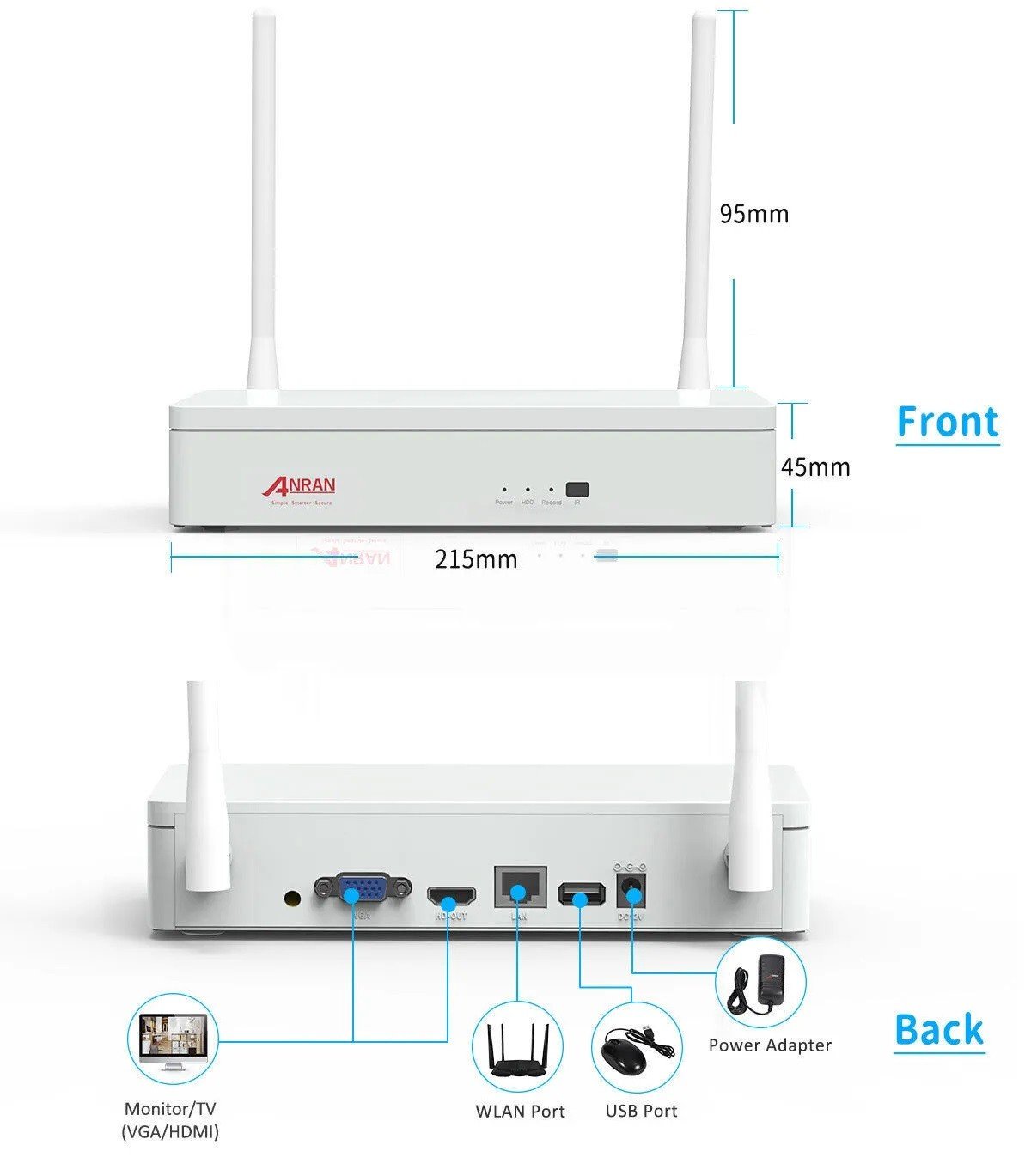 Anran 8CH bezdrátový Nvr pro Anran 3MP nebo 5MP Wifi