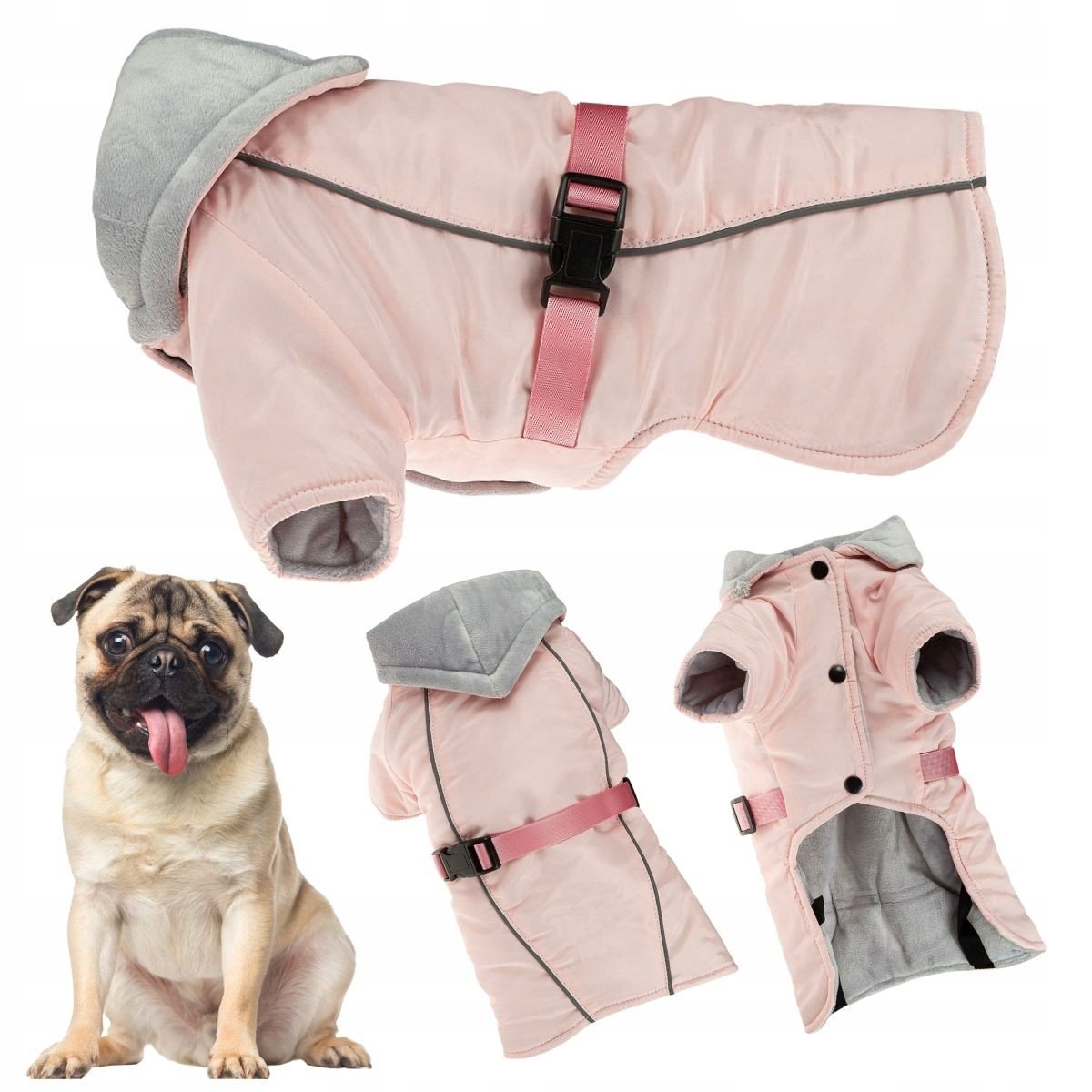 Oblečení pro psa na zimu s Odblaskou zateplené s kapucí bunda XL