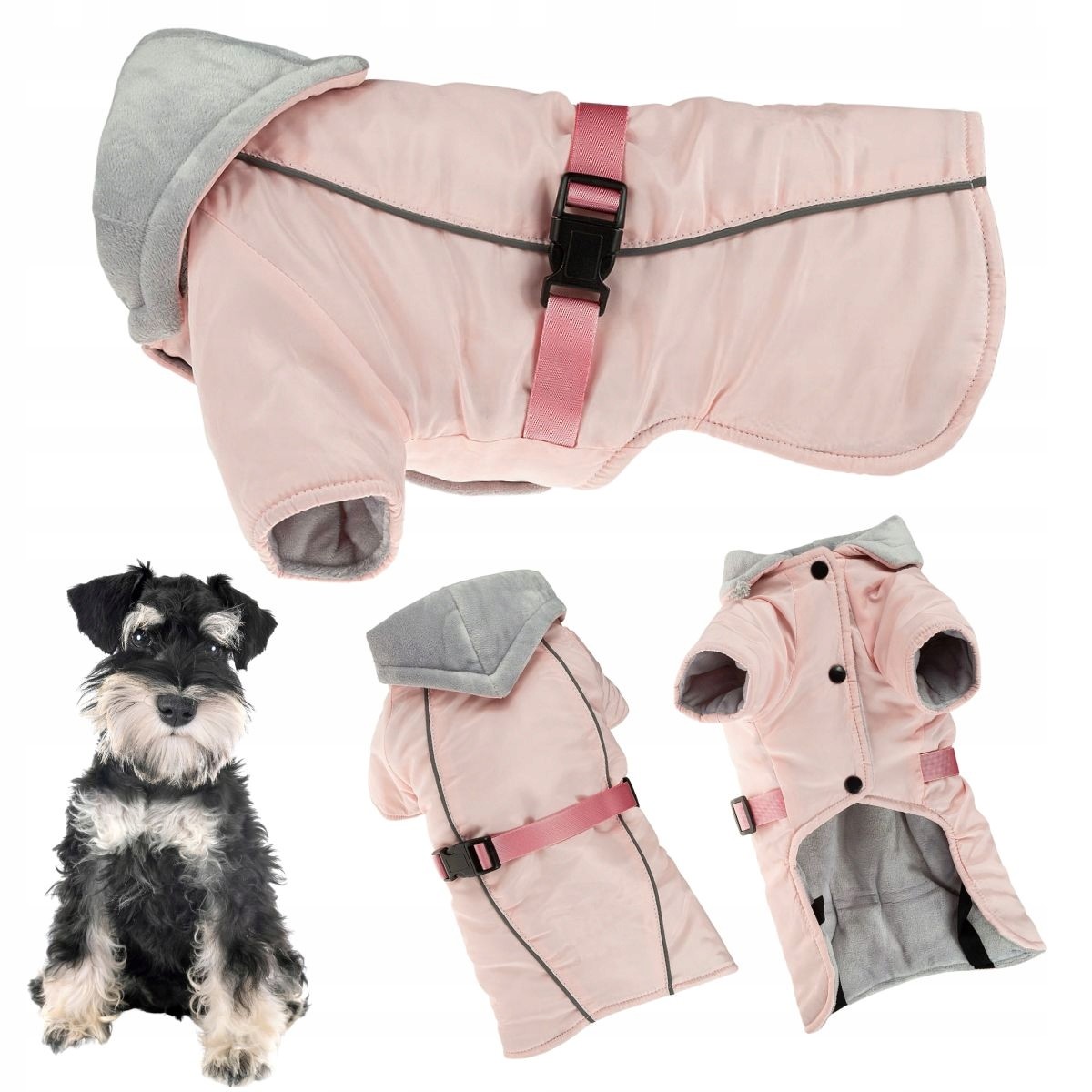 Oblečení pro psa na zimu s Odblaskou zateplené s kapucí bunda XXL