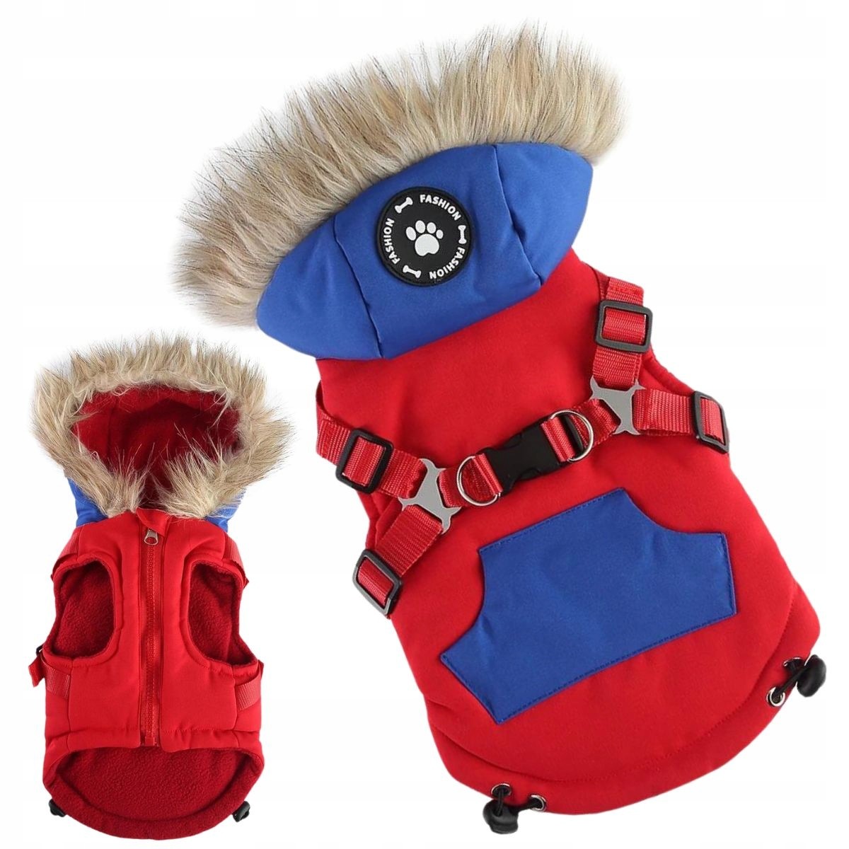 Oblečení pro psa na zimu zateplené s Zelkami a kapucí 3v1 bunda XL