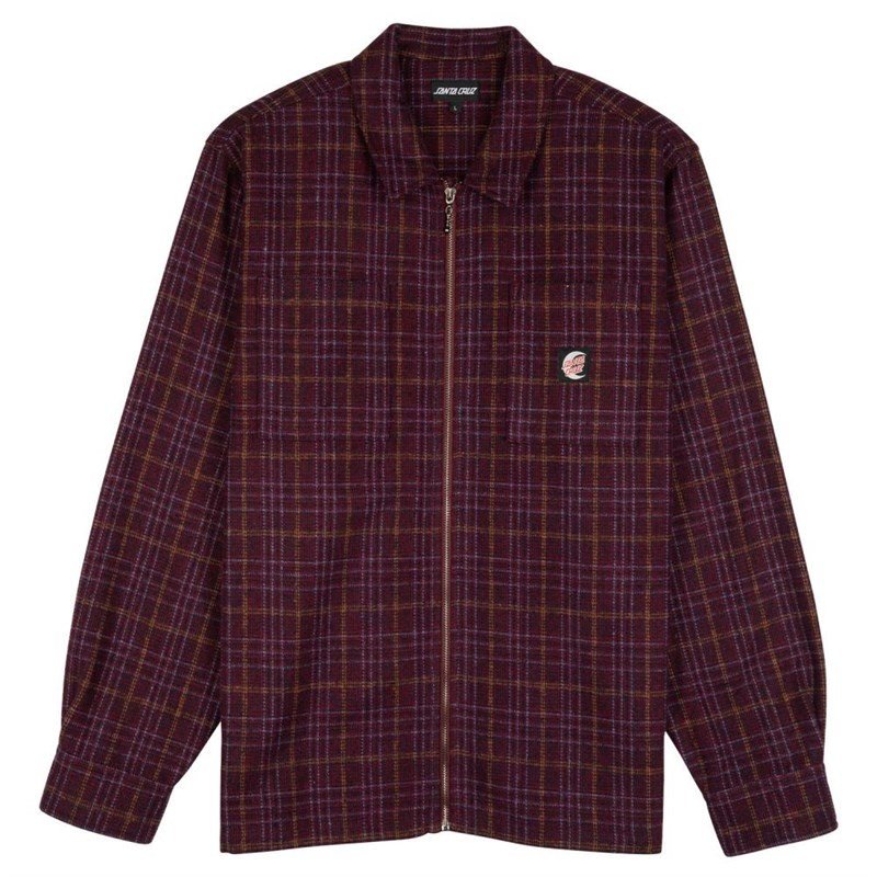 košile SANTA CRUZ - Crescent Shirt Maroon Check (MAROON CHECK)