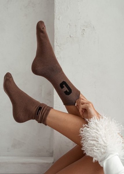 Milena 0118 písmenka C froté Dámské ponožky 37-41 hnědá-černá