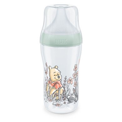 NUK Perfect Match Kojenecká láhev Disney Medvídek Pú s teplotou Control 260 ml od 3 měsíců v mátové barvě