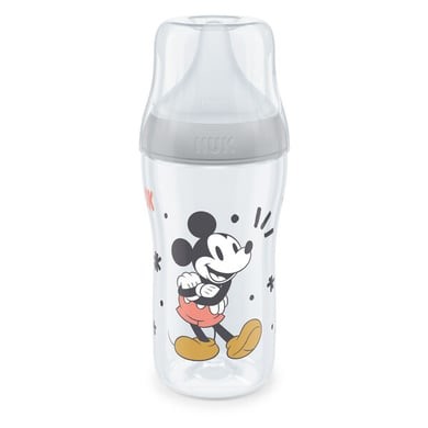 NUK Perfect Match Mickey kojenecká láhev Mouse s teplotou Control 260 ml od 3 měsíců v šedé barvě
