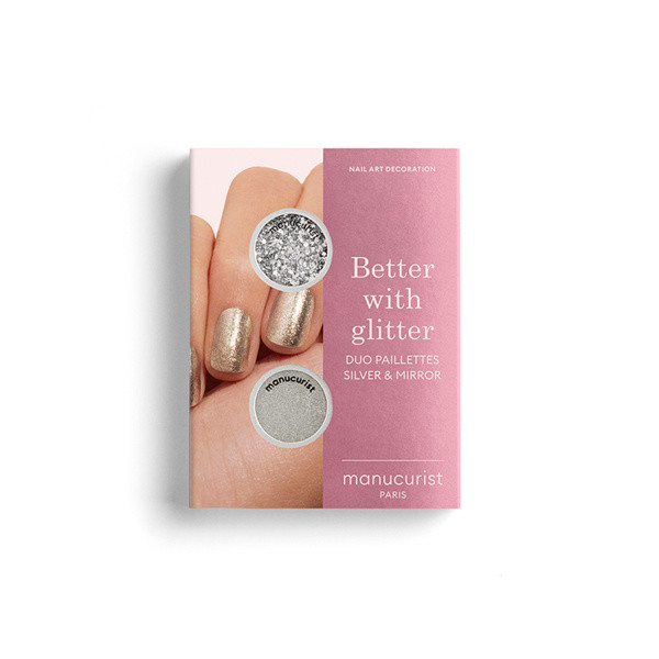 Manucurist Better With Glitter - Duo Palette Silver & Mirror glittry pro zdobení nehtů