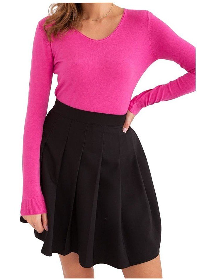 Tmavě růžový svetr s výstřihem do v