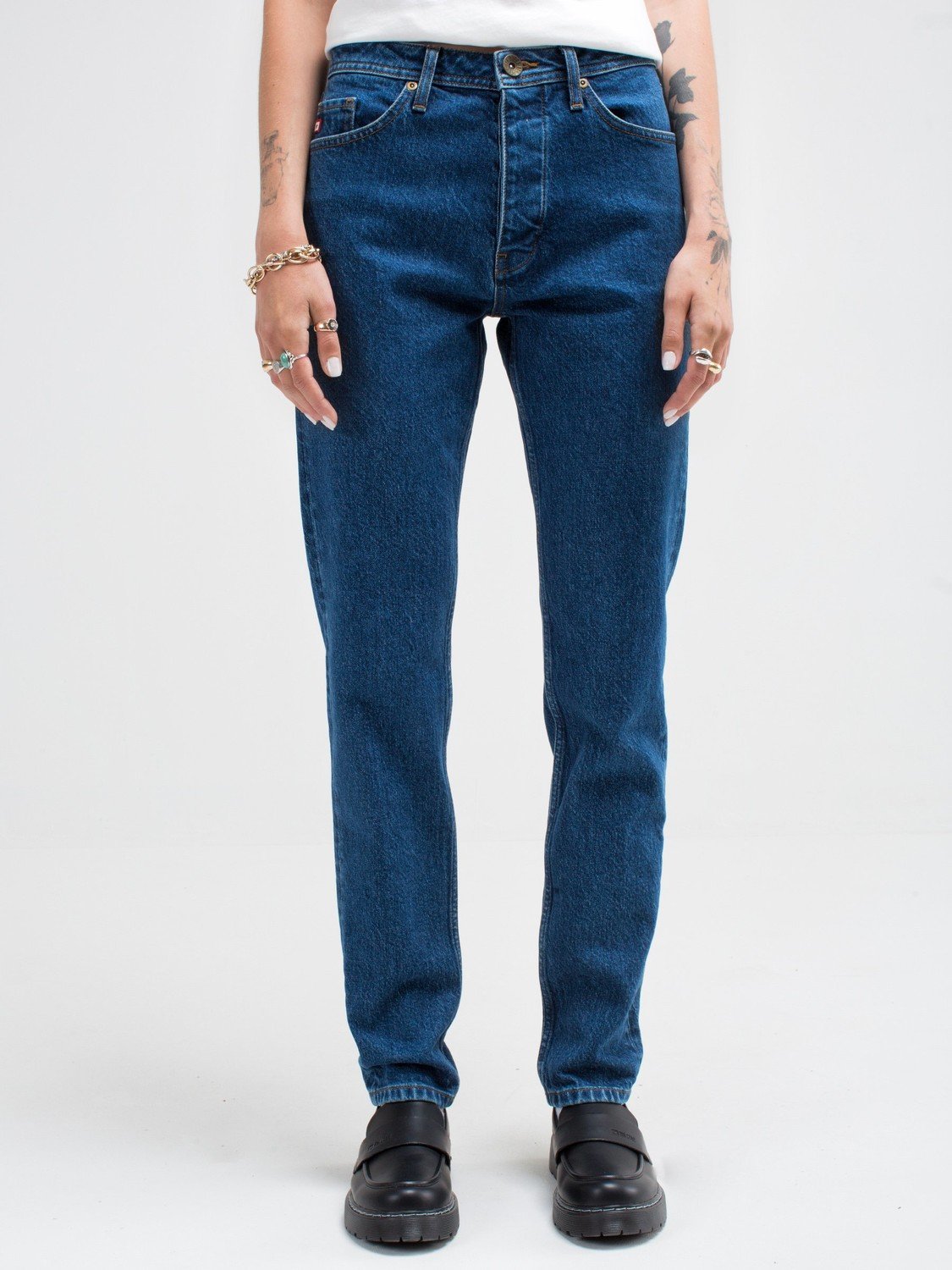 Big Star Woman's Tapered Trousers Denim 190059 Dark Denim-500