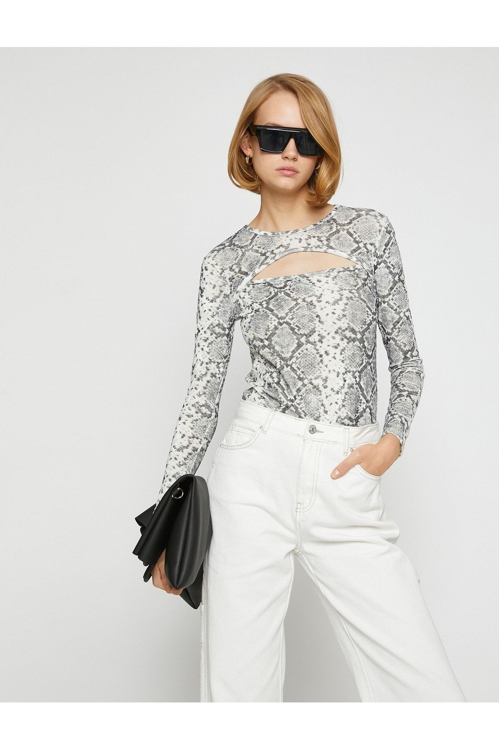 Koton Jacquard Blouse Crew Neck