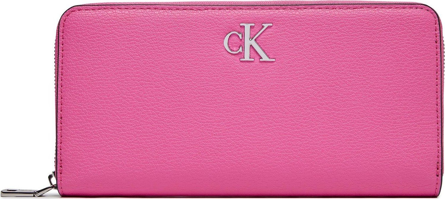 Velká dámská peněženka Calvin Klein Jeans Minimal Monogram Zip Around K60K611269 Pink Amour TO5