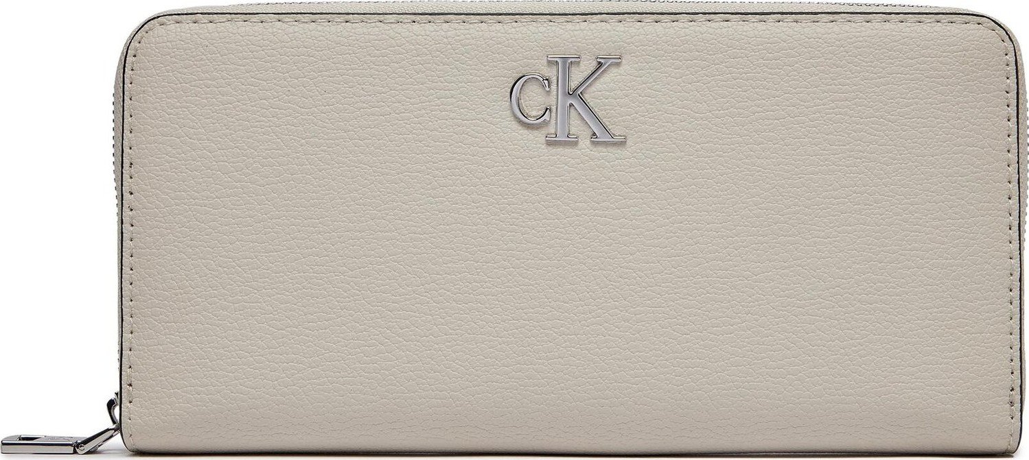 Velká dámská peněženka Calvin Klein Jeans Minimal Monogram Zip Around K60K611269 Stone CI2
