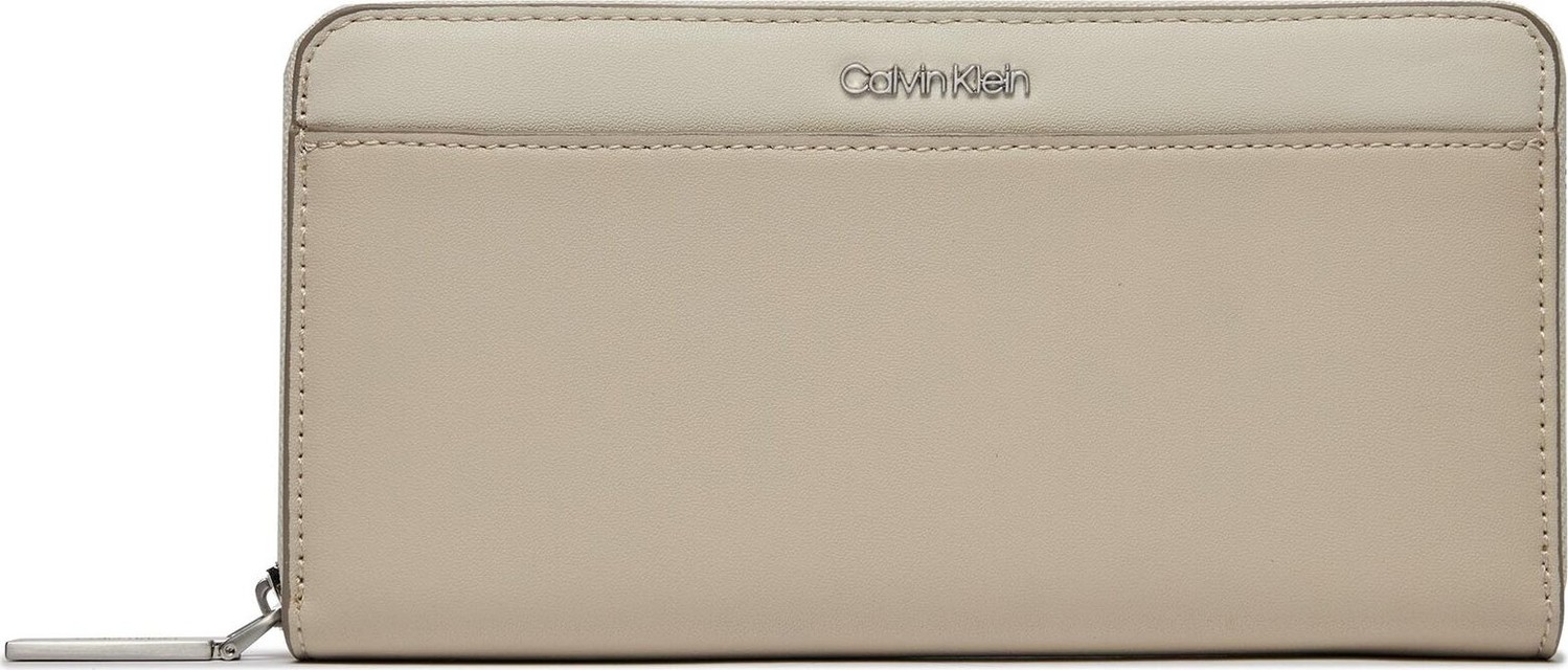 Velká dámská peněženka Calvin Klein Ck Must Z/A Wallet Lg_Block K60K611437 Dk Ecru/ Stony Beige/ Medium Taupe PC4