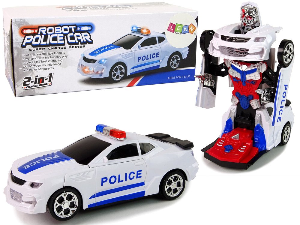 mamido Policejní auto Robot Transformers 2v1 s efekty