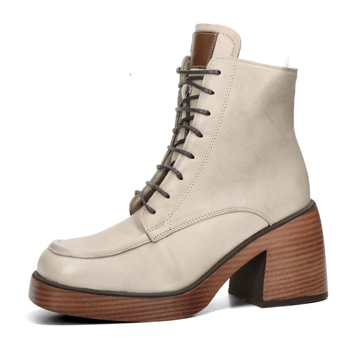 ETIMEĒ dámské kožené kotníkové kozačky na zip - šedé - 36