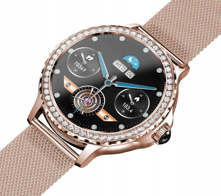 Dámské Smartwatch Rubicon RNCF19 Rose Gold Hovory Puls Srdeční Tep Hry Štíty