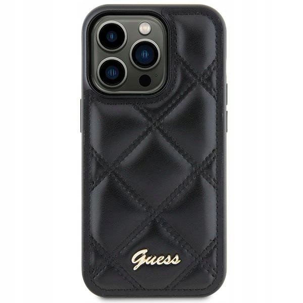 Pouzdro Guess Quilted Metal Logo pouzdro Černé pouzdro pro Galaxy S23 Fe