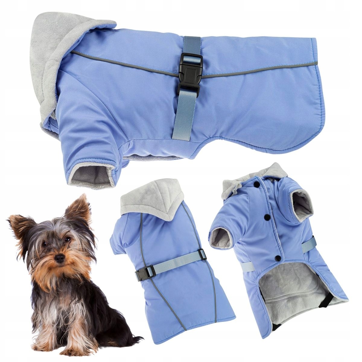 Oblečení pro psa na zimu s Odblaskou zateplené s kapucí bunda S