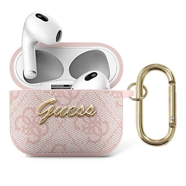 Originální pouzdro Guess GUA34GSMP AirPods 3 cover růžové/pink 4G Script Metal