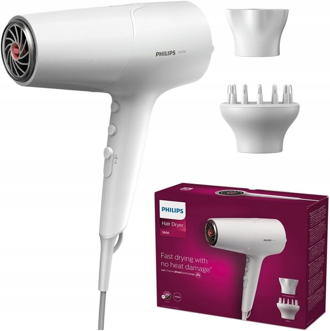 Vysoušeč vlasů Philips BHD500/20 ThermoShield bílé ionizační špičky