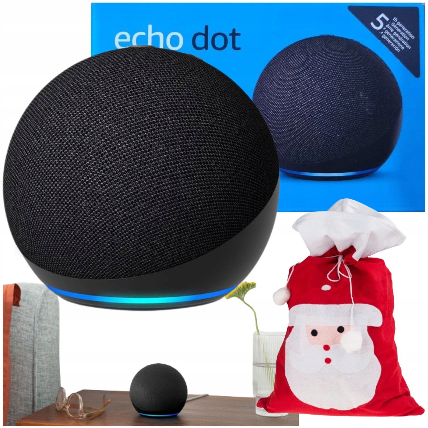 Přenosný reproduktor Amazon Echo Dot 5 Smartdom Alexa Wi-fi B Dárek Set