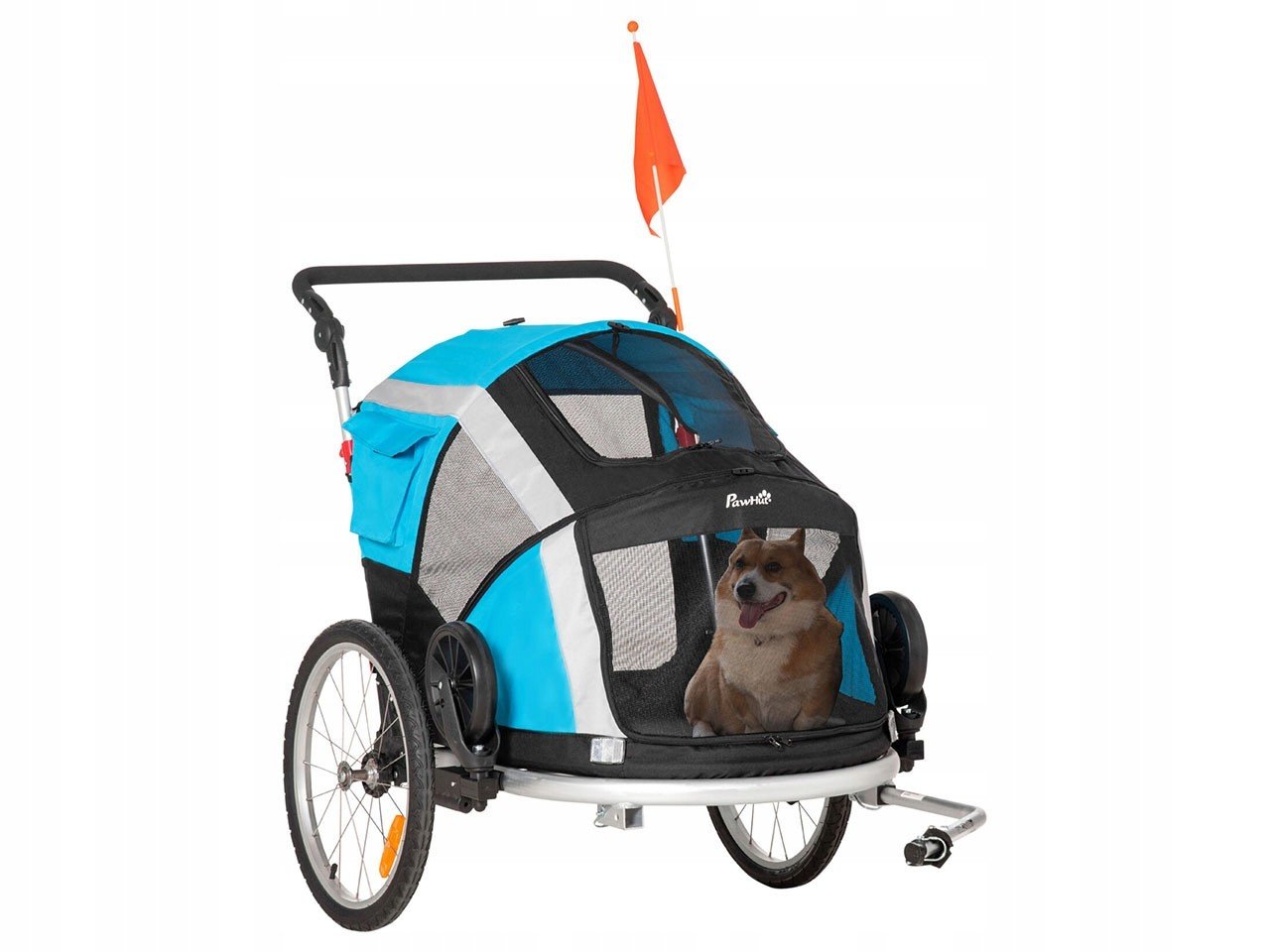 Cyklistický vozík pro psa Pawhut D00-142LB, 2v1, přívěs pro psa, skládací,