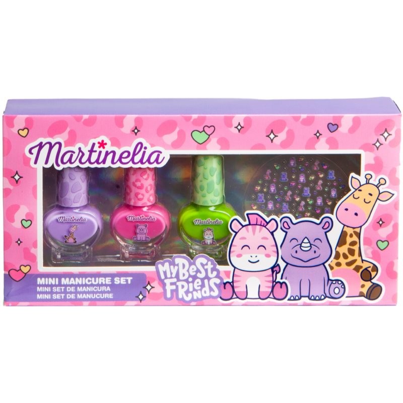 Martinelia My Best Friends Nail Polish & Stickers sada laků na nehty pro děti 3x4 ml