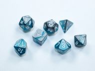 Chessex Mini Gemini Steel-Teal/White Dice Set (7)
