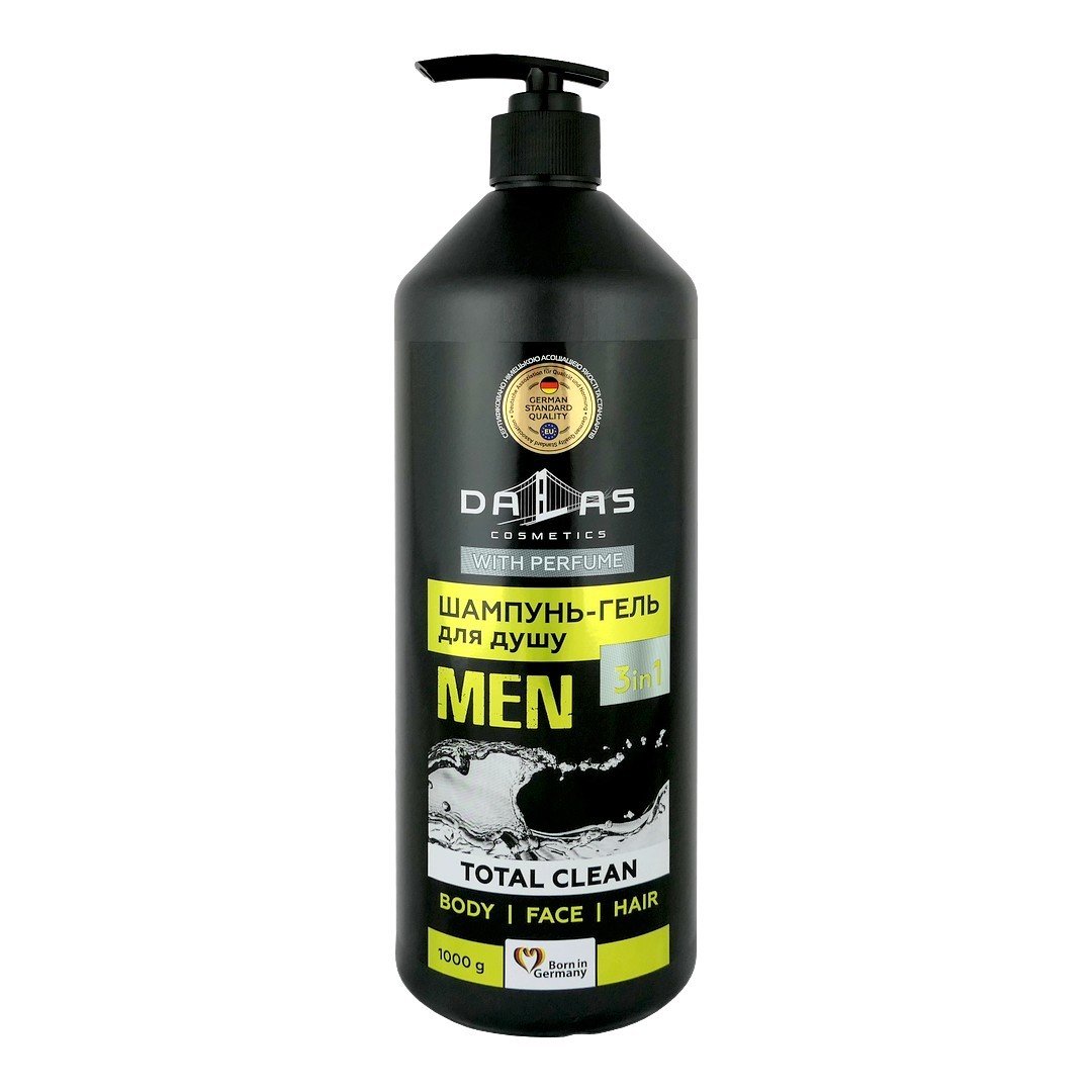 2K (DE+UA) DALAS WITH PERFUME TOTAL CLEAN MEN 3in1 Pánský šampon a sprchový gel 1000g