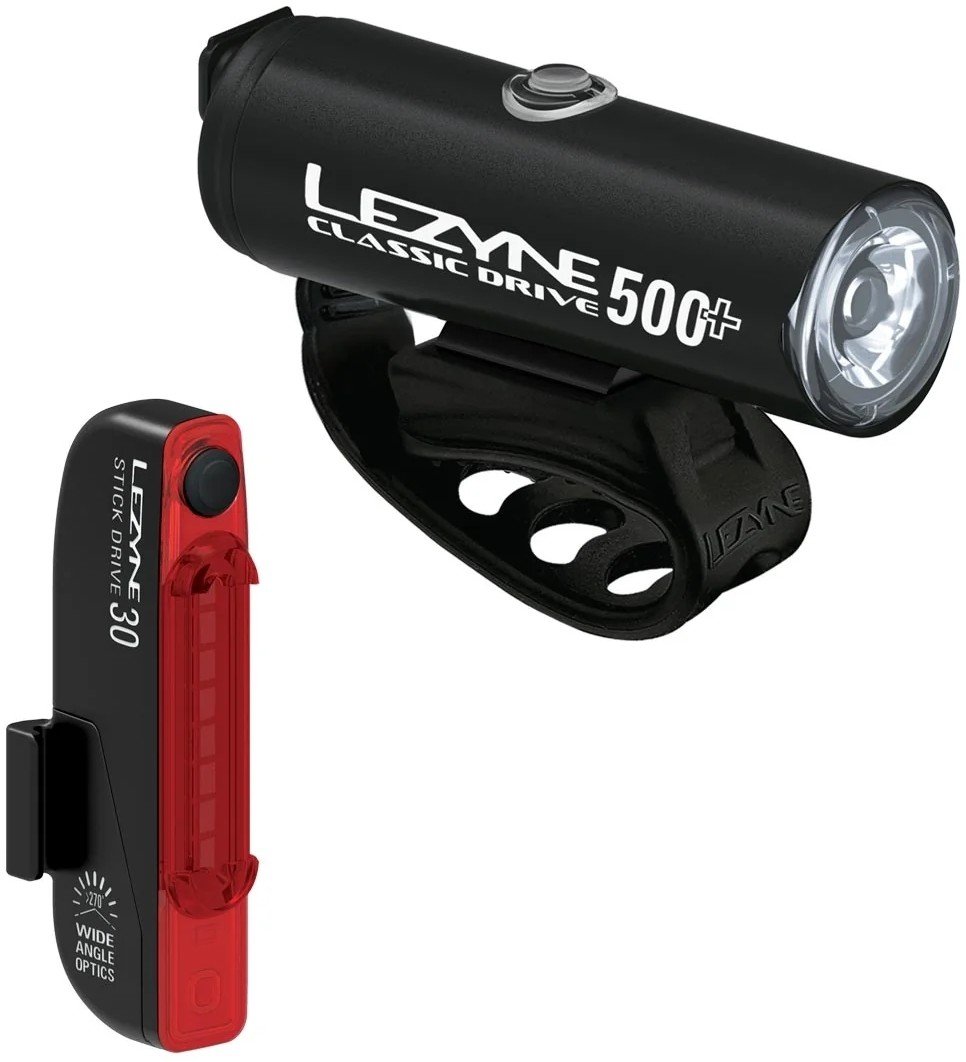 Lezyne Classic Drive 500+ / Stick Drive Pair - Satin Black/Black uni