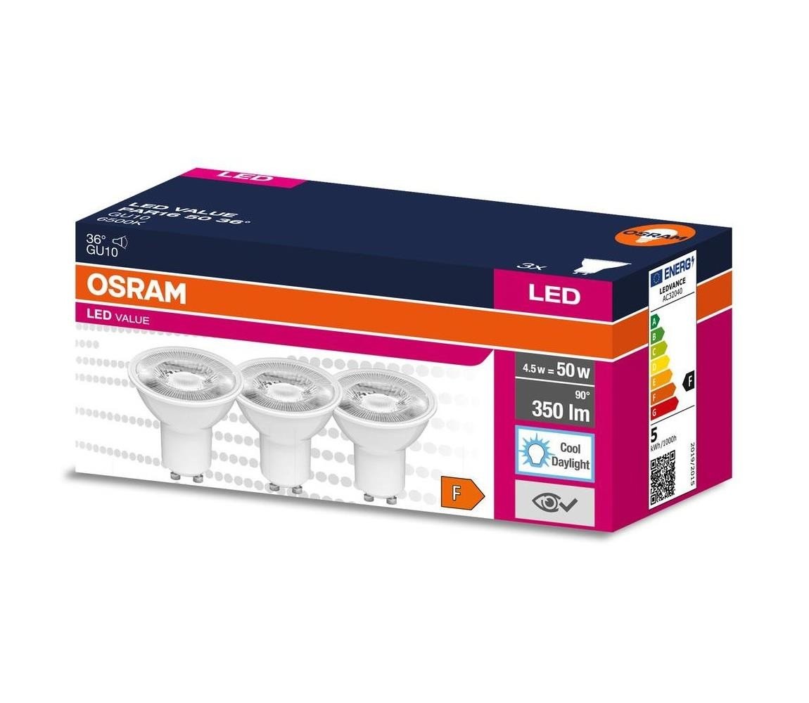 Osram SADA 3x LED Žárovka PAR16 GU10/4,5W/230V 6500K 36° - Osram