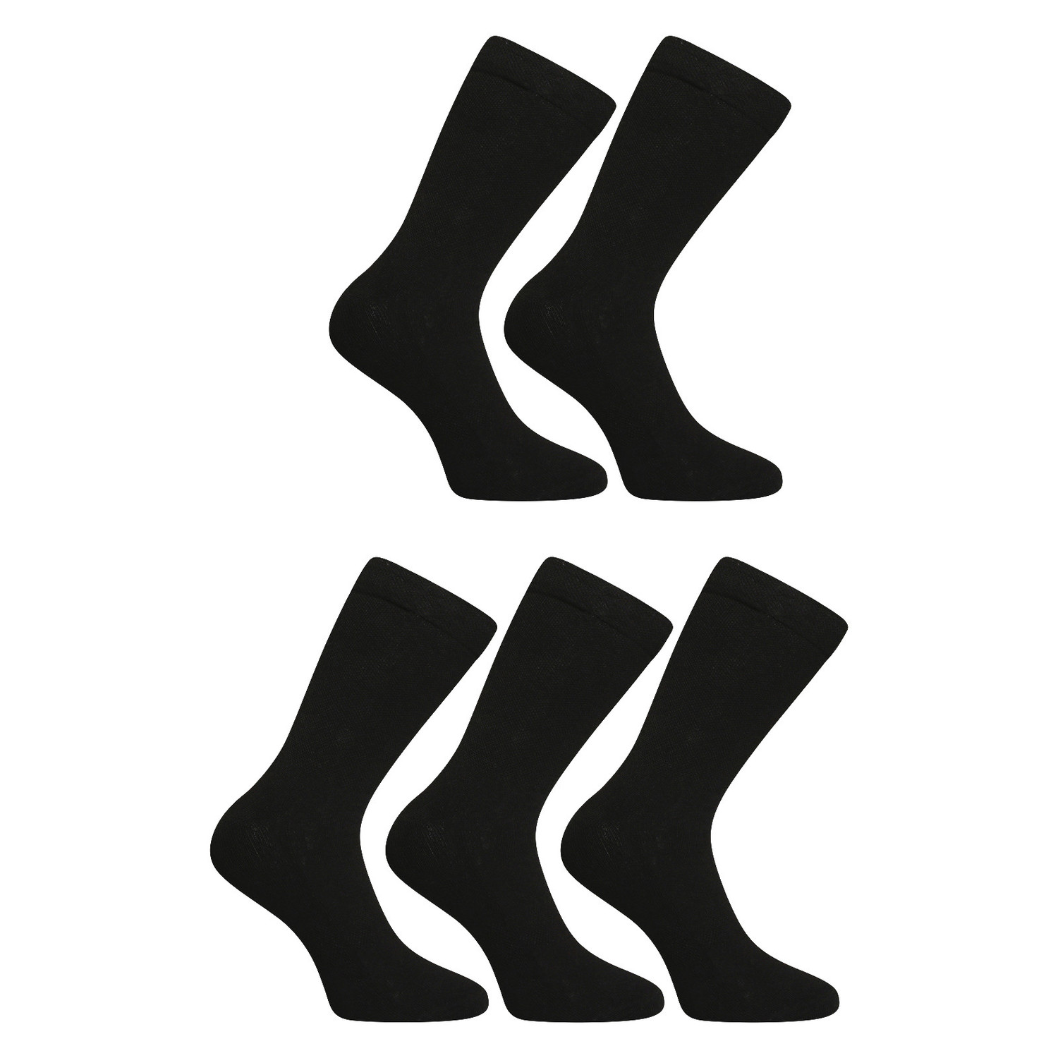 5PACK ponožky Nedeto vysoké černé (5NDTP1001) M
