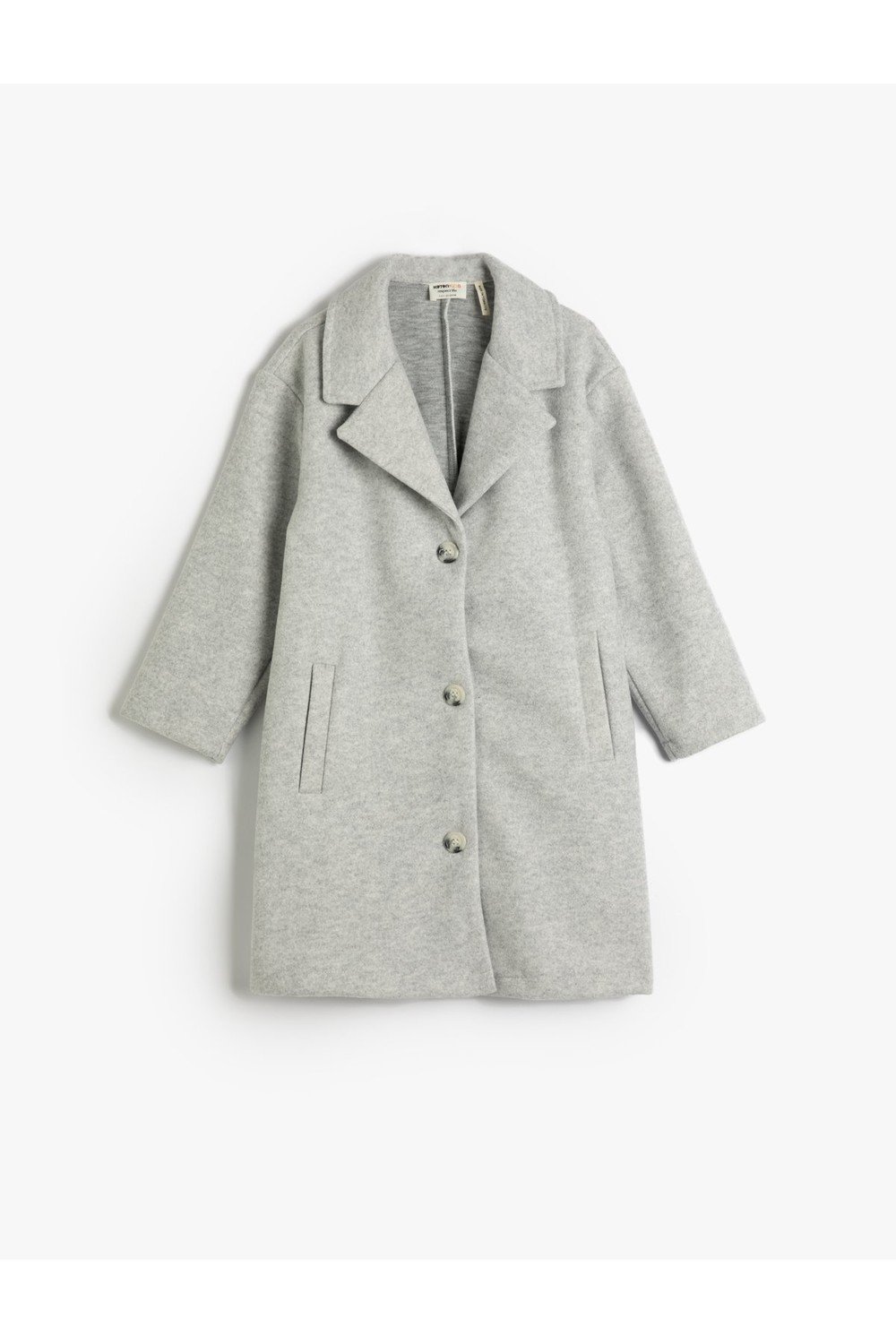 Koton Long Coat Button Closure with Pocket Detail