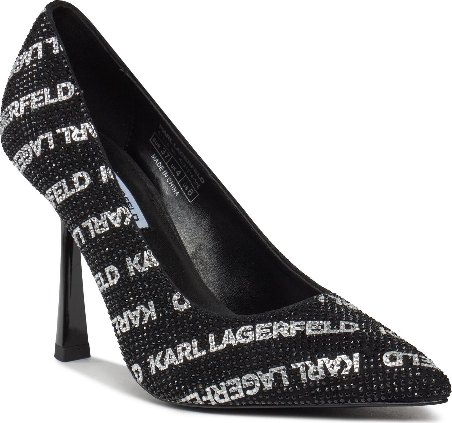 Lodičky KARL LAGERFELD KL31314 Black Suede W/Silver