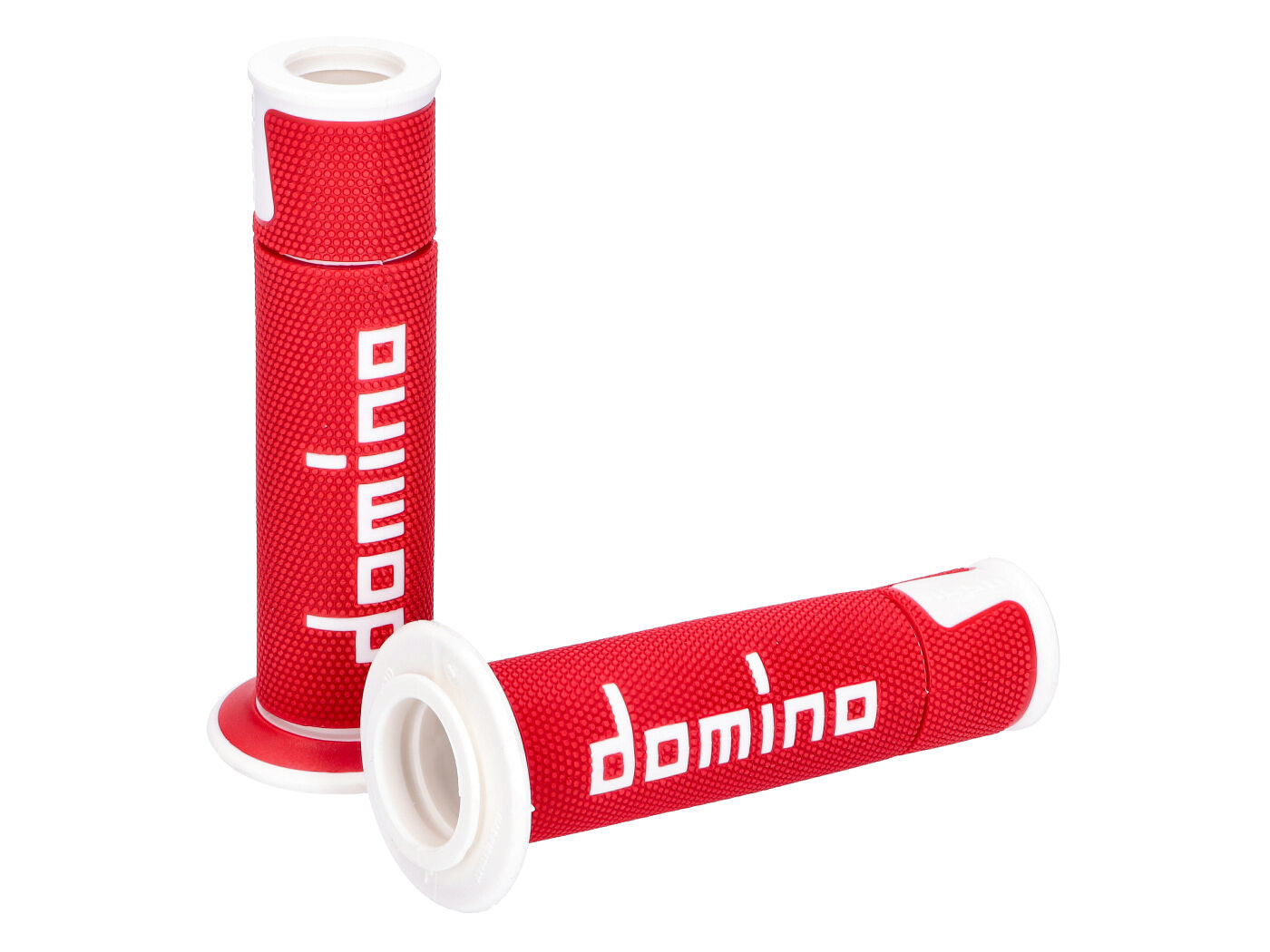 Gripy Domino A450 On-Road Racing červená / bílá s otevřenými konci 48746