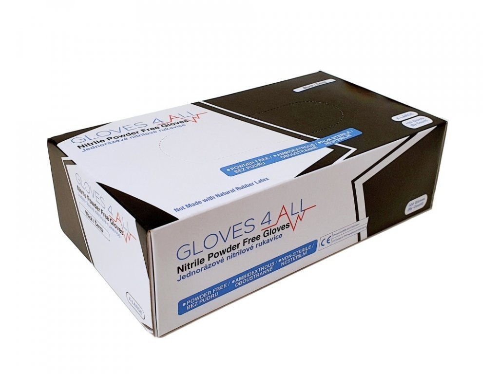 Gloves4all Rukavice nitrilové GLOVES 4 ALL, 100 ks, černé, nepudrované Rozměr: XL