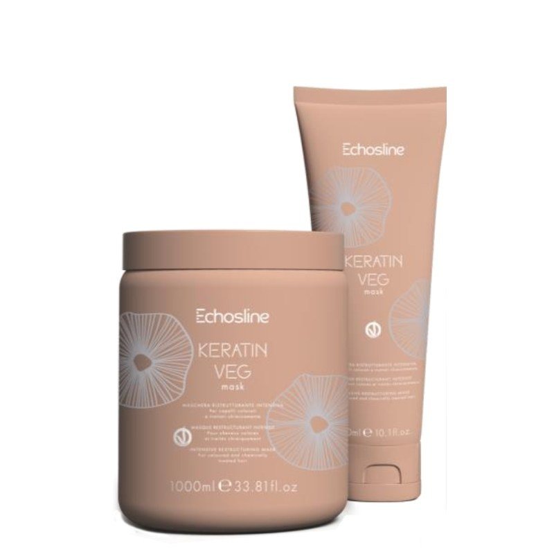 Echosline Keratin VEG Mask - maska pro barvené a chemicky ošetřované vlasy, 300 ml