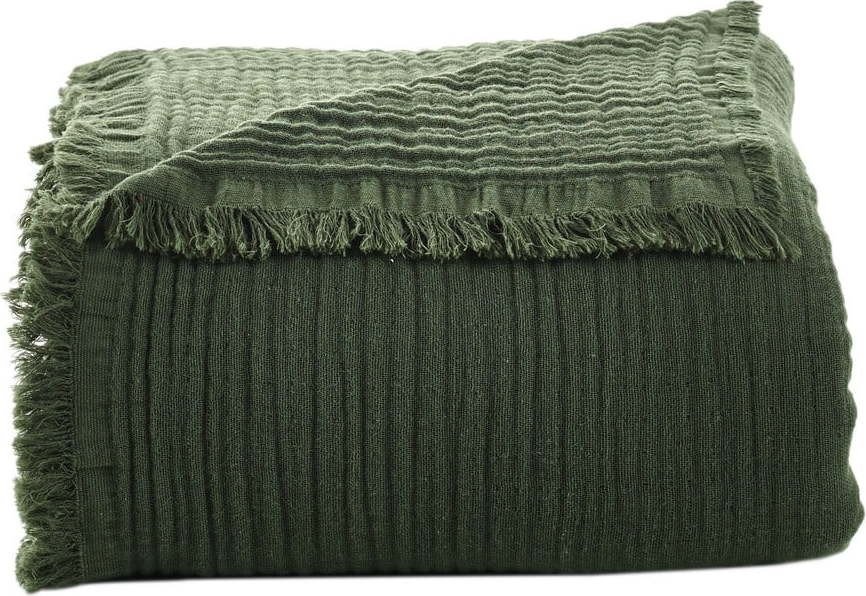 Khaki mušelínový přehoz na dvoulůžko 200x250 cm – Mijolnir