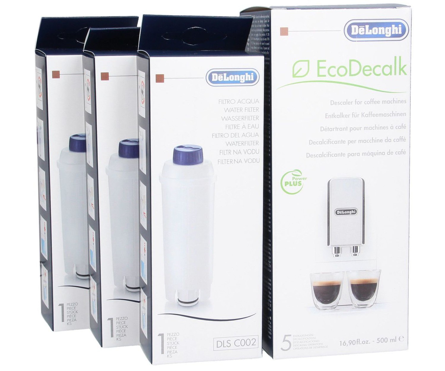 Set DeLonghi 3x Filtr DLSC002 EcoDecalk Originál