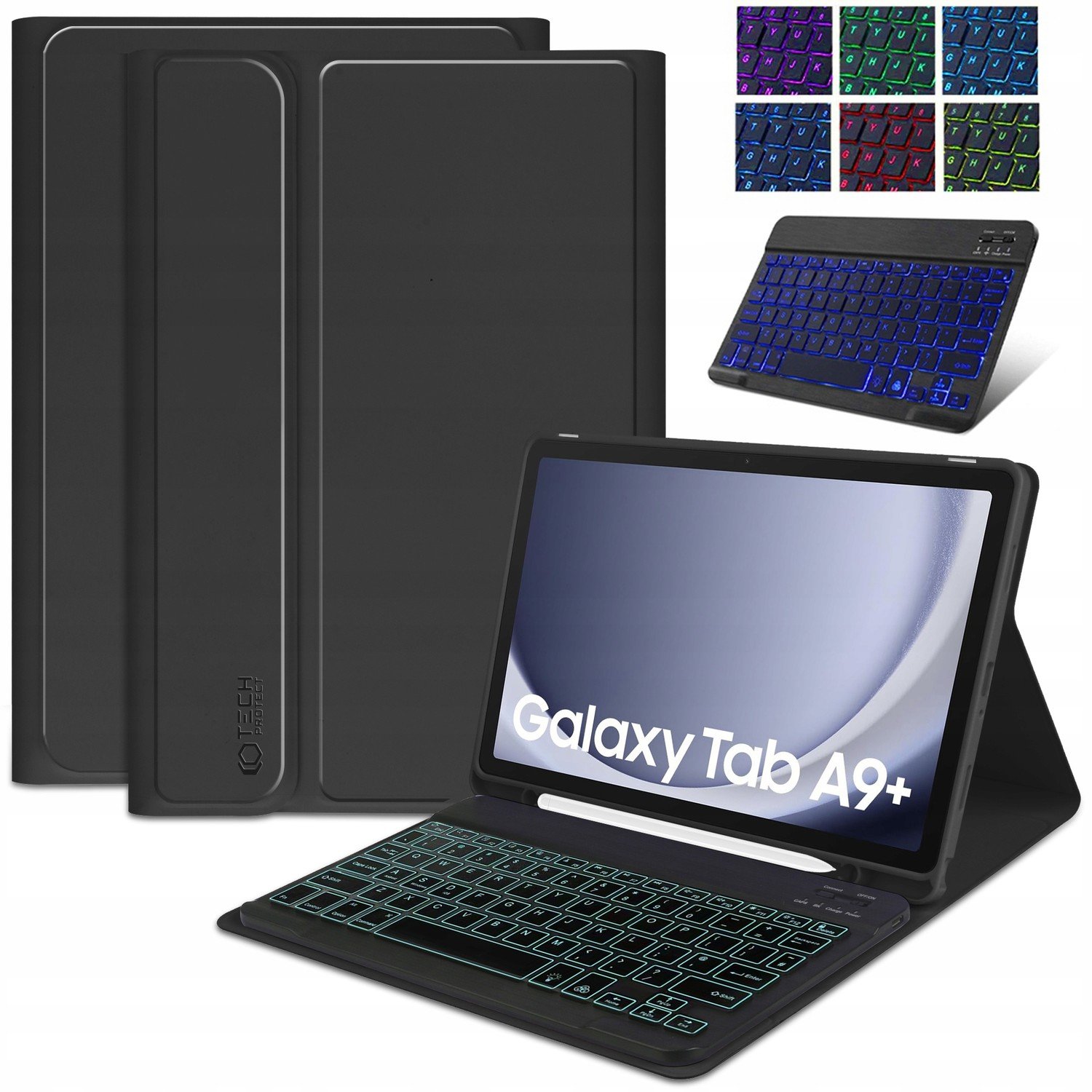 Pouzdro Na Magnet Pro Galaxy Tab A9+ Plus Rgb Podsvícená Klávesnice