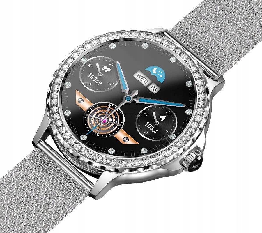 Dámské Smartwatch Rubicon RNCF19 Stříbrné Hovory Puls Srdeční Tep Hry Ciferníky
